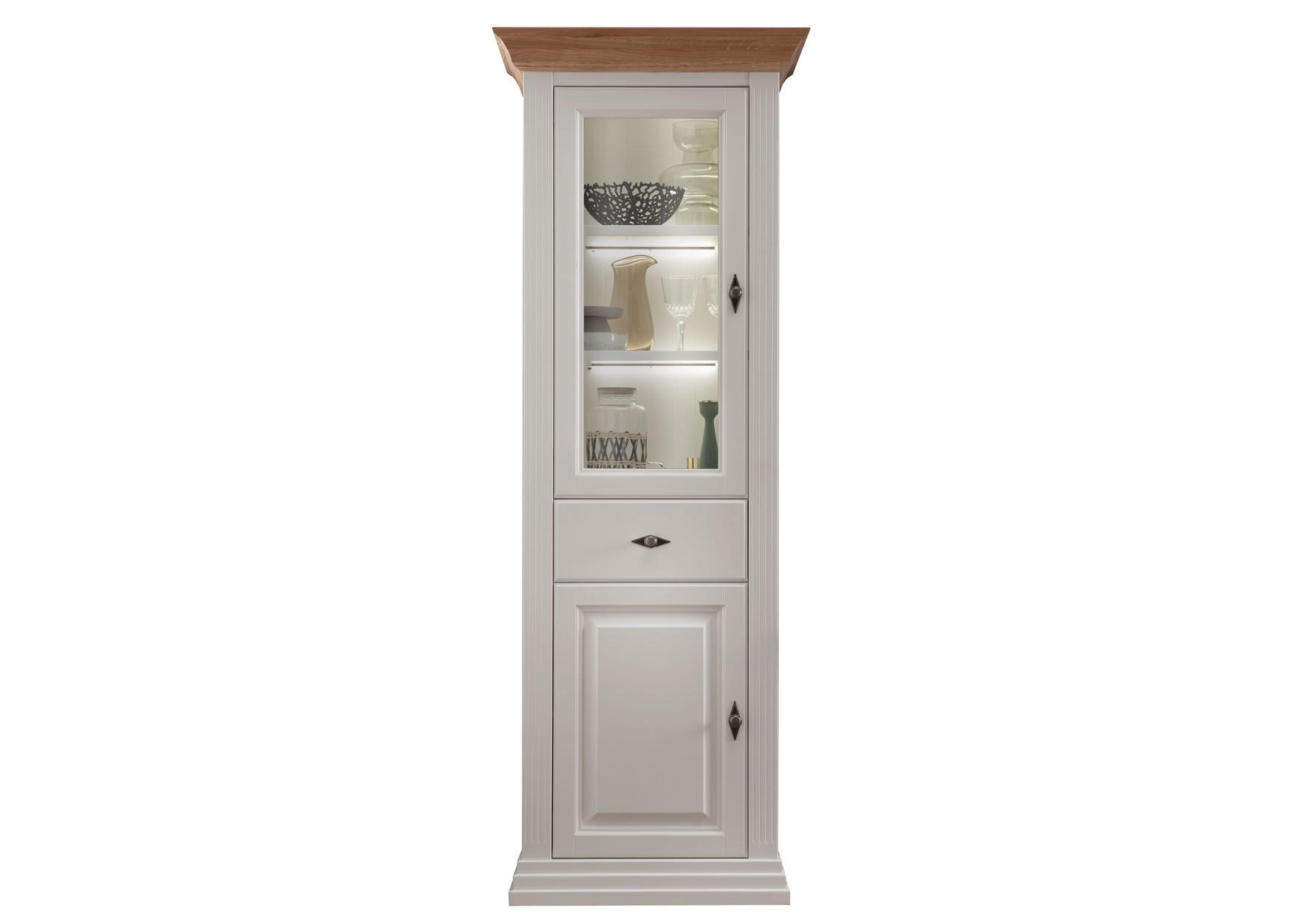 VITRINE  in massiv Eiche   - Weiß, Design, Holz (72/199/45cm) - Livetastic