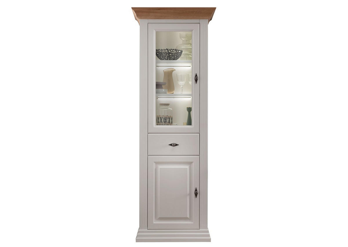 VITRINE  in massiv Eiche   - Weiß, Design, Holz (72/199/45cm) - Livetastic