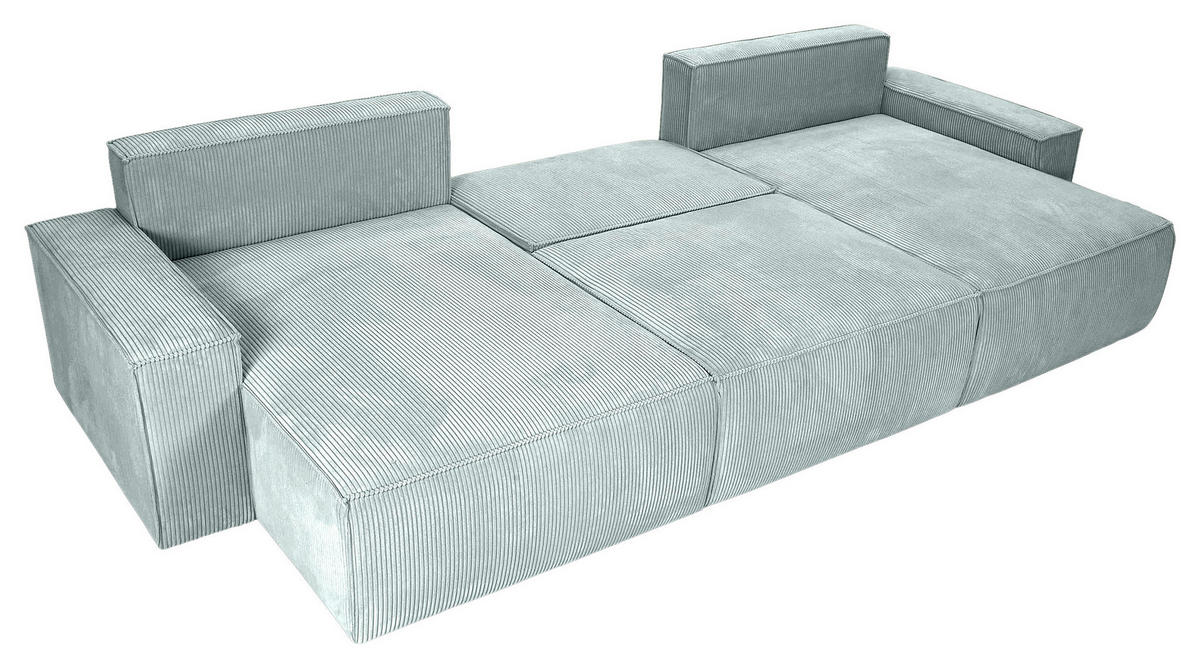 WOHNLANDSCHAFT Mintgrün Cord  - Schwarz/Mintgrün, KONVENTIONELL, Kunststoff/Textil (155/348/155cm) - Carryhome