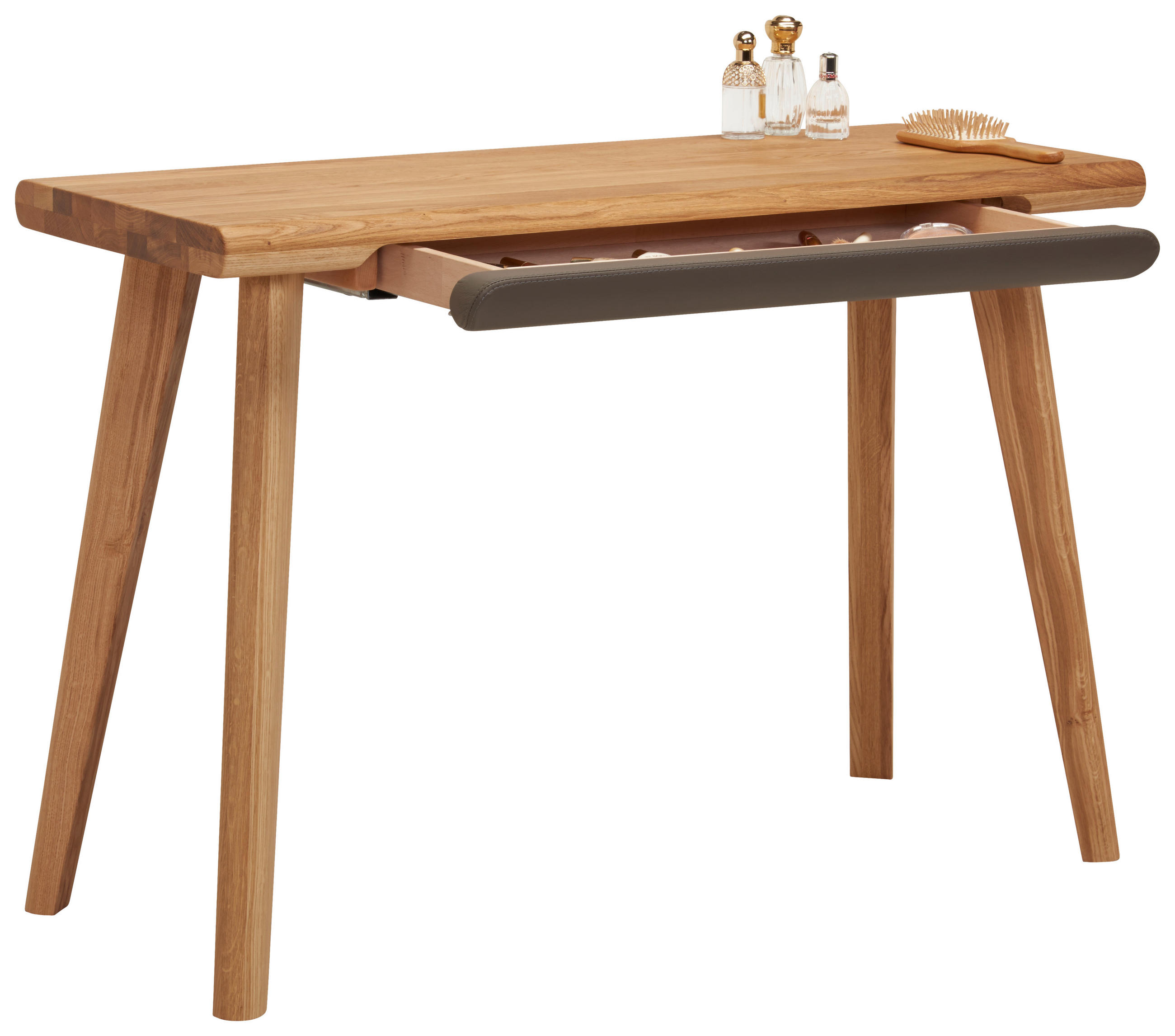 KONSOLENTISCH Wildeiche massiv Schlammfarben, Wildeiche  - Wildeiche/Schlammfarben, Natur, Holz/Textil (110/45/75cm) - Linea Natura
