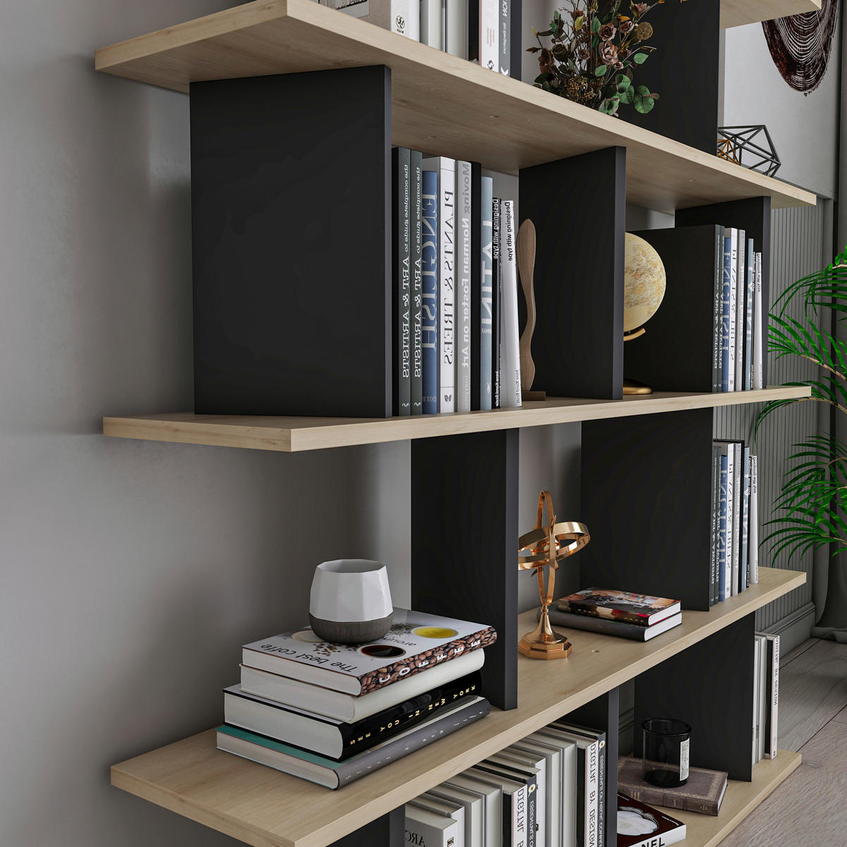 REGAL  130/137/25 cm Anthrazit  - Anthrazit, Design, Holzwerkstoff (130/137/25cm) - Livetastic