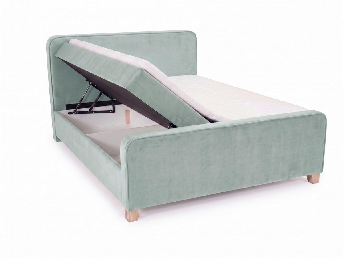 BOXBETT 160/200 cm  in Mintgrün  - Kernbuche/Mintgrün, MODERN, Holz/Textil (160/200cm) - MID.YOU