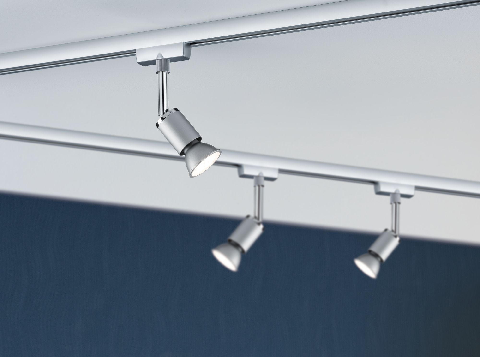 SCHIENENSYSTEM-STRAHLER - Chromfarben, Design, Metall (5,8/11/6,6cm) - Paulmann