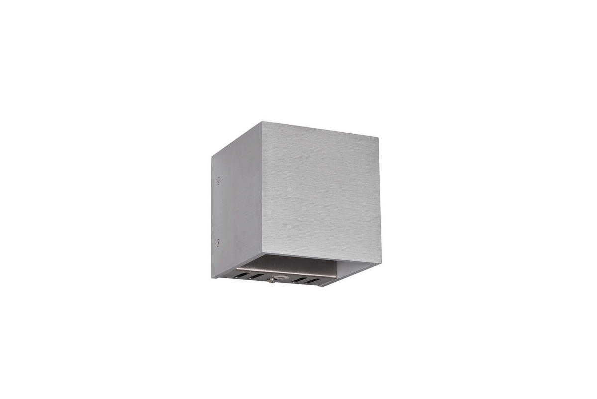 ZIDNA LED LAMPA - siva/boja aluminijuma, Dizajnerski, metal (10/10/10cm)