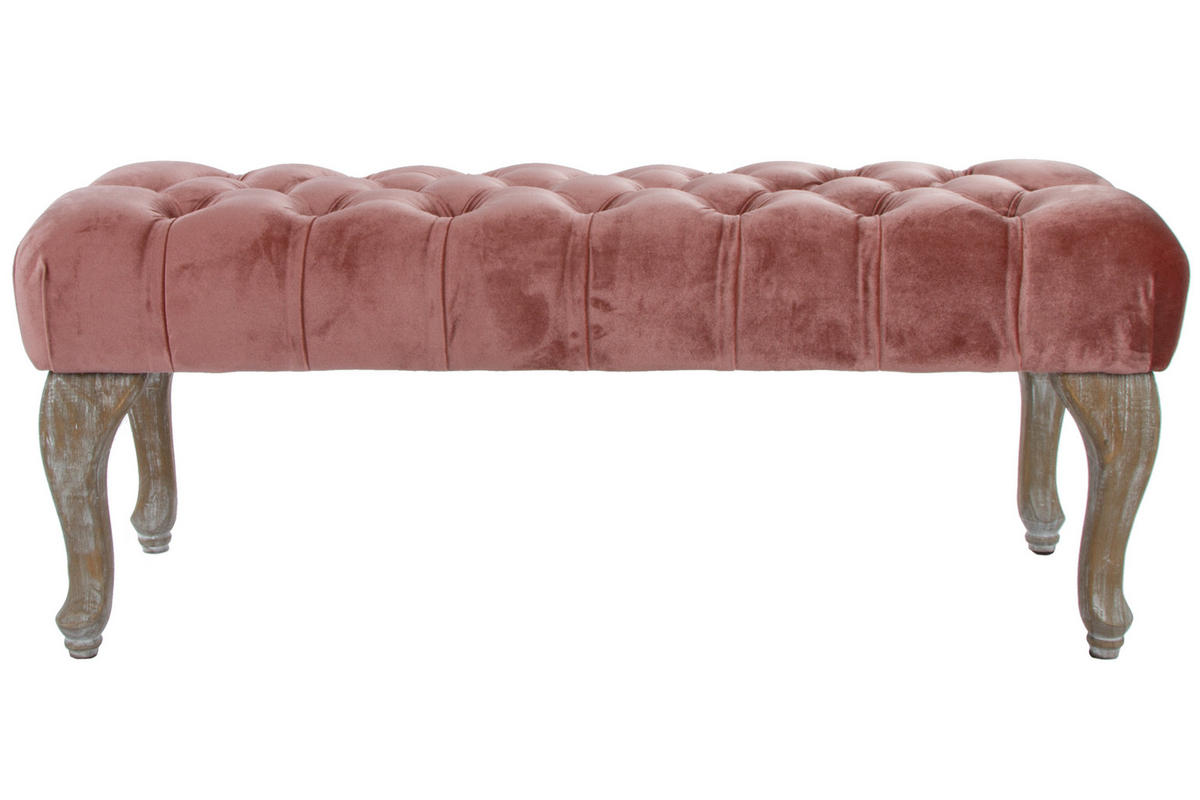 HOCKERBANK 100/40/42 cm Textilgeflecht Altrosa Holz  - Altrosa, Trend, Holz/Textil (100/40/42cm)