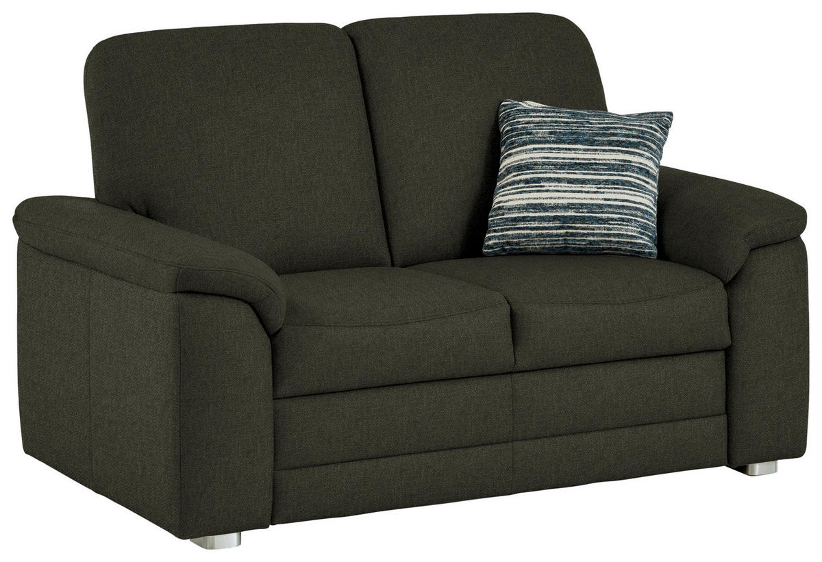 2-SITZER-SOFA Chenille Dunkelgrün  - Dunkelgrün/Alufarben, Konventionell, Textil/Metall (156/96/89cm) - Beldomo Comfort