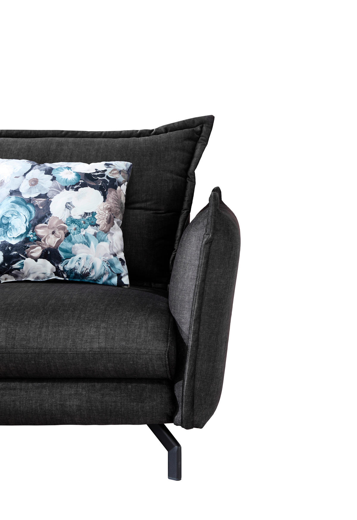 ECKSOFA in Velours Anthrazit  - Türkis/Anthrazit, Modern, Textil/Metall (180/255cm) - Livetastic