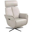 RELAXSESSEL Argo Echtleder Relaxfunktion, Kopfteilverstellung, Rücken echt    - Hellgrau, Design, Leder (71/110/80cm) - Novel