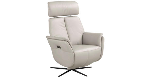 RELAXSESSEL Argo Echtleder Relaxfunktion, Kopfteilverstellung, Rücken echt    - Hellgrau, Design, Leder (71/110/80cm) - Novel