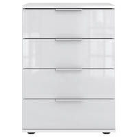 NACHTKÄSTCHEN 52/74/38 cm  in Weiß  - Silberfarben/Schwarz, KONVENTIONELL, Glas/Holzwerkstoff (52/74/38cm) - Modante