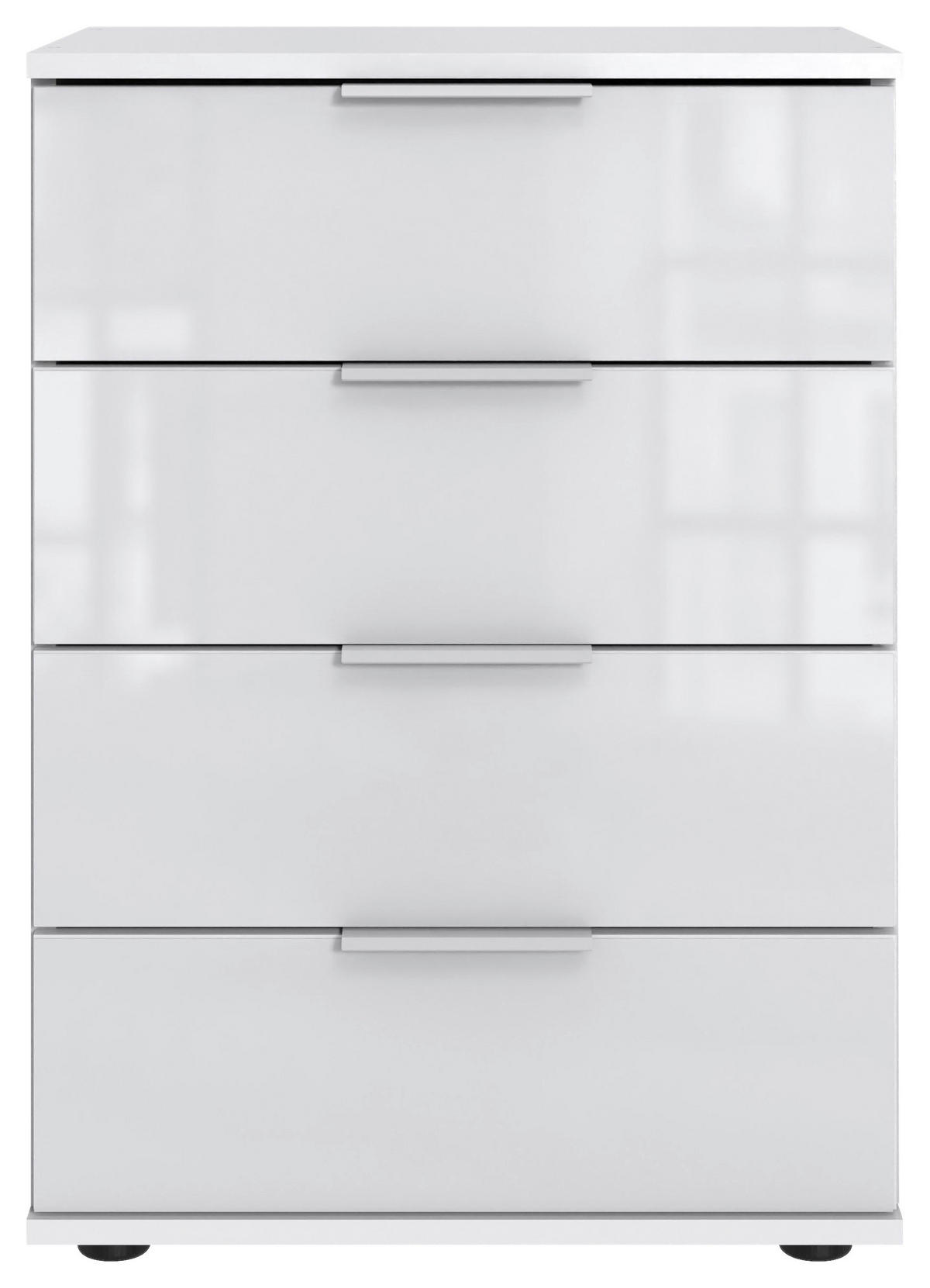 NACHTKÄSTCHEN 52/74/38 cm  in Weiß  - Silberfarben/Schwarz, KONVENTIONELL, Glas/Holzwerkstoff (52/74/38cm) - Modante