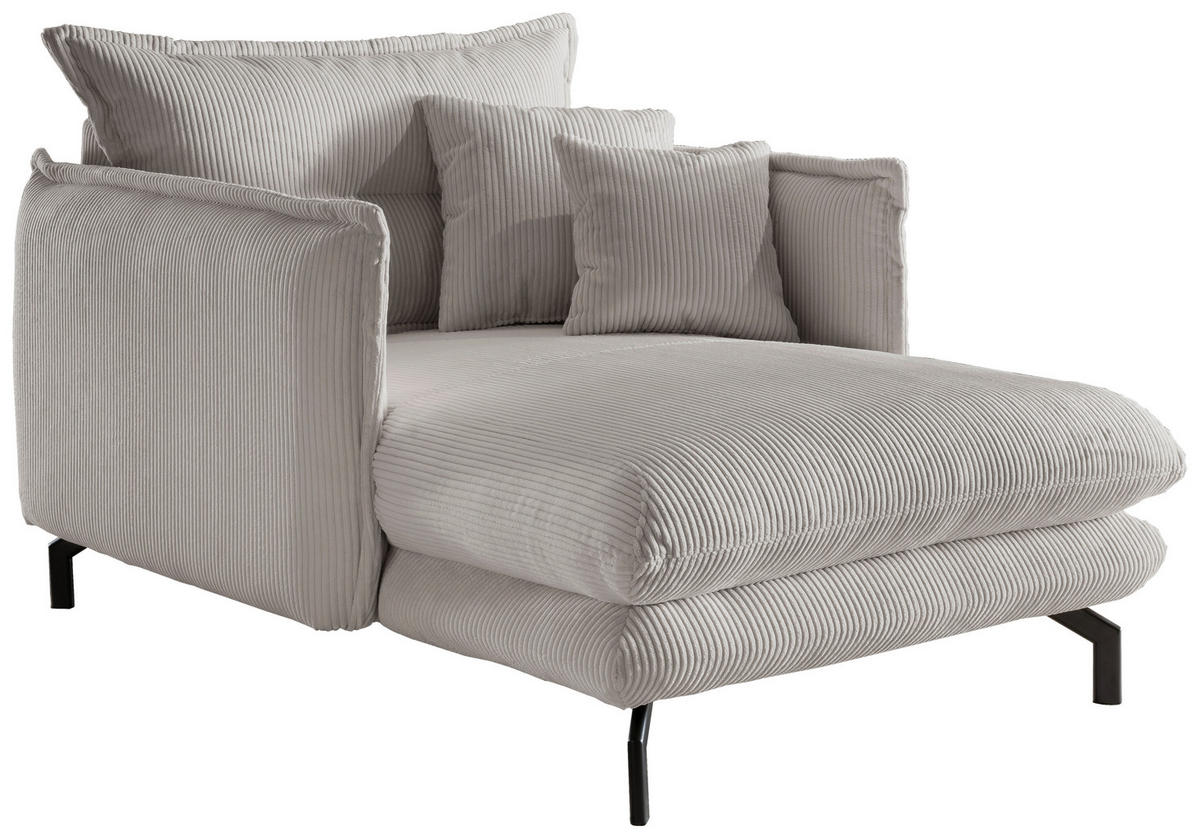 XXL-SESSEL Cord Silberfarben    - Silberfarben/Schwarz, MODERN, Textil/Metall (111/101/167cm) - Livetastic