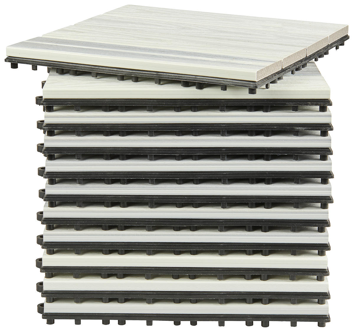 TERRASSENFLIESE 11 Stück  - Weiss, Basics, Holzwerkstoff/Kunststoff (30/30/2,4cm) - Ambia Garden