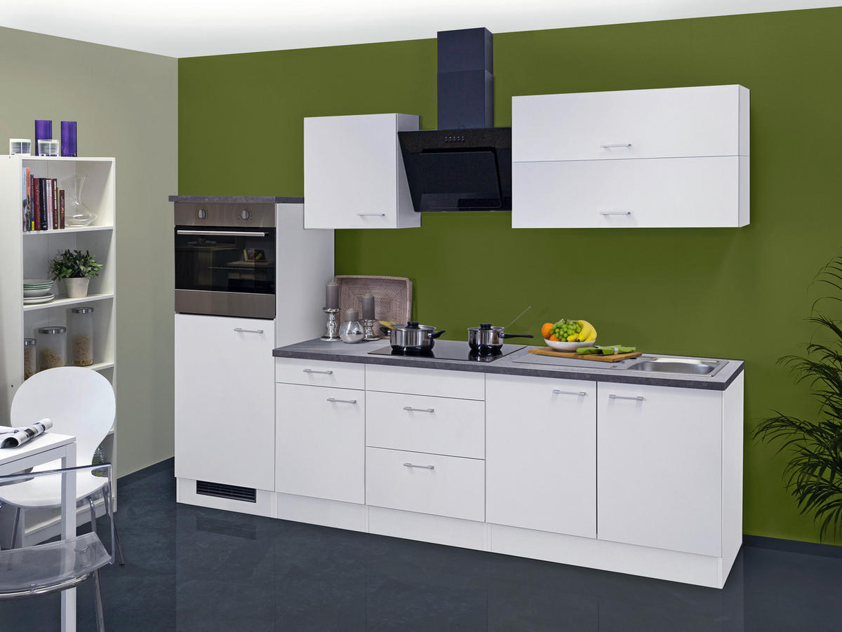 KÜCHENLEERBLOCK 270 cm   in Weiß  - Graubraun/Alufarben, MODERN, Holzwerkstoff/Kunststoff (270cm) - FlexWell