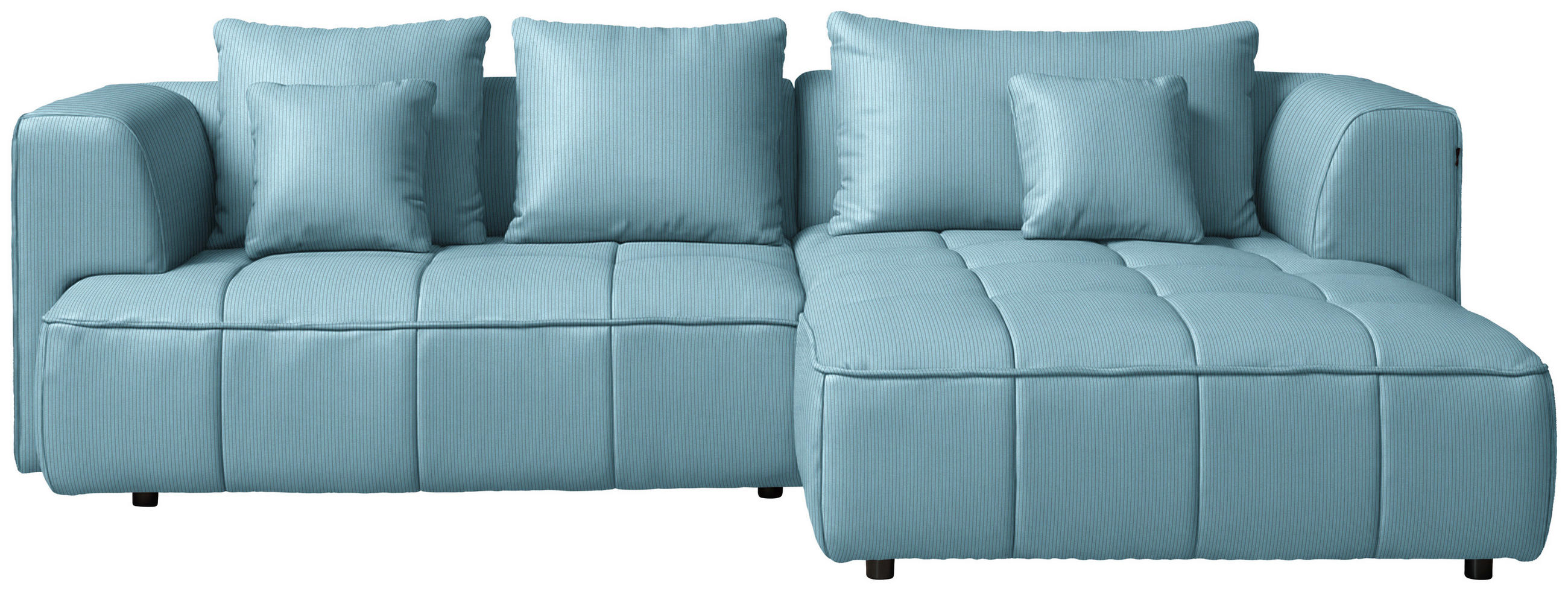 ECKSOFA Feincord Hellblau  - Schwarz/Hellblau, Design, Kunststoff/Textil (288/188cm) - Welnova