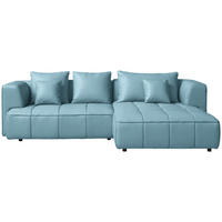ECKSOFA Feincord Hellblau  - Schwarz/Hellblau, Design, Kunststoff/Textil (288/188cm) - Welnova