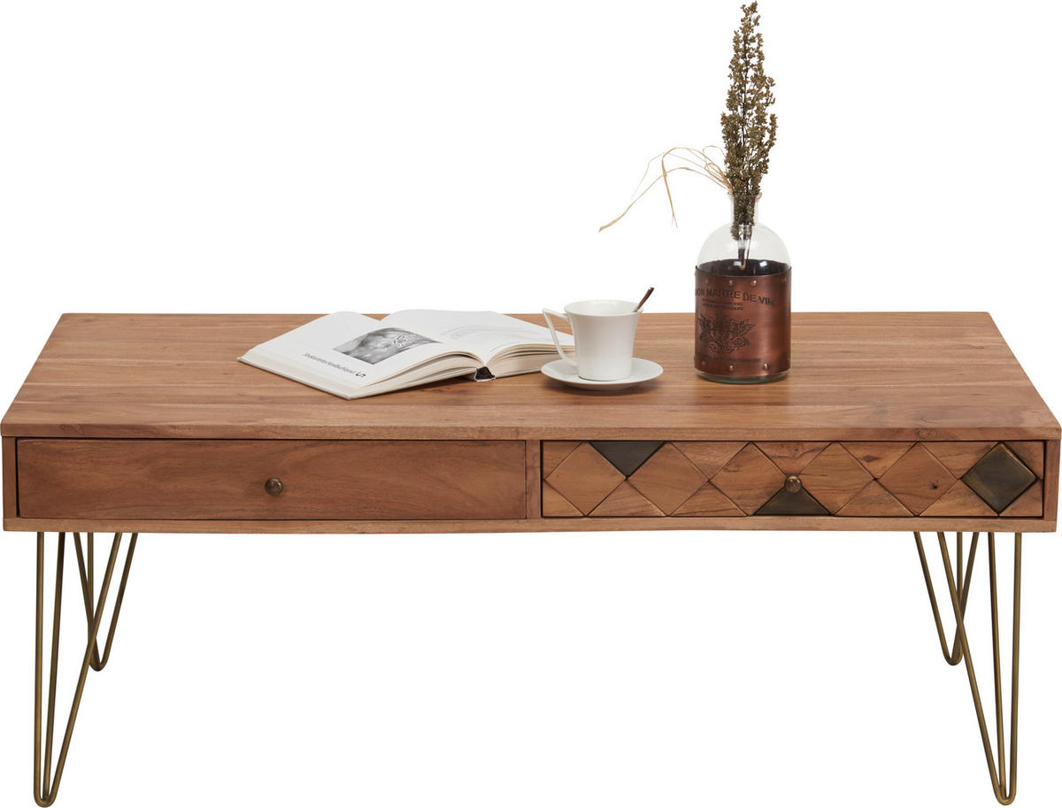 COUCHTISCH in Holz, Metall, Holzwerkstoff 115/60/45 cm  - Bronzefarben/Akaziefarben, Trend, Holz/Holzwerkstoff (115/60/45cm) - Ambia Home