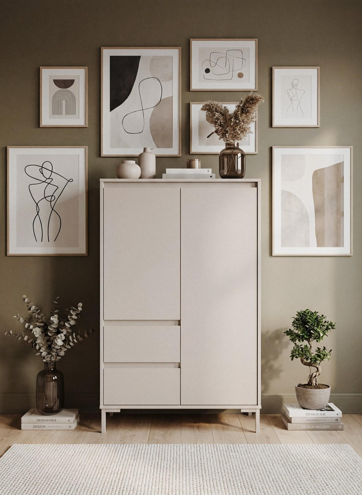 HIGHBOARD  81/139/40 cm 2 Schublade(n)  - Kaschmir, Design, Holzwerkstoff/Metall (81/139/40cm) - MID.YOU