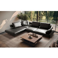 ECKSOFA Anthrazit Echtleder  - Anthrazit/Schwarz, Design, Leder/Metall (237/306cm) - Livetastic