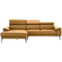 ECKSOFA in Echtleder Senfgelb  - Senfgelb/Schwarz, Design, Leder/Metall (187/295cm) - Novel