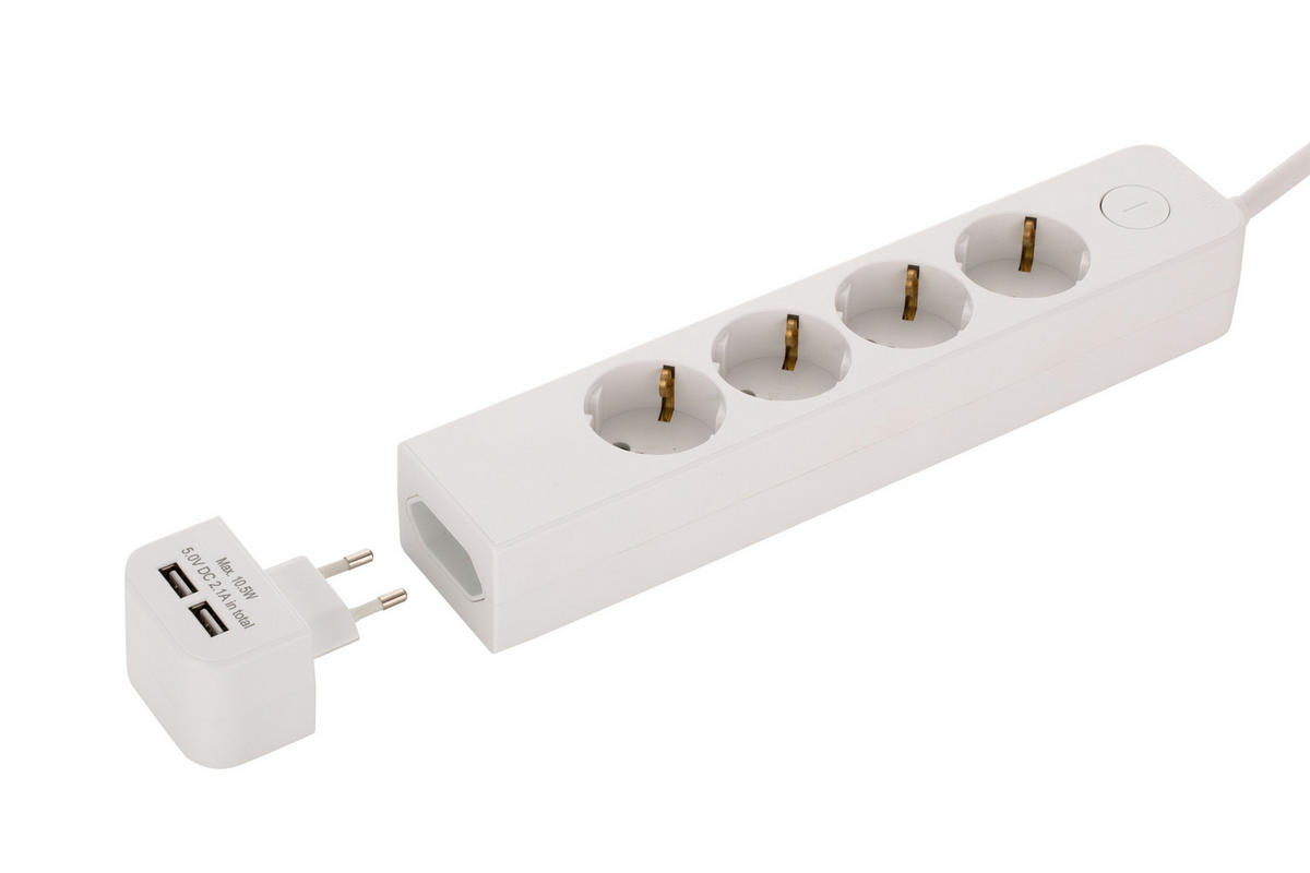 STECKDOSENLEISTE - Weiß, Basics, Kunststoff (31,5/5,3/4,1cm) - Homeware
