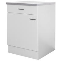KÜCHENUNTERSCHRANK 60/85/60 cm  in Weiß  - Edelstahlfarben/Hellgrau, Holzwerkstoff/Kunststoff (60/85/60cm) - FlexWell