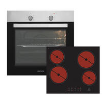 BACKOFENSET ASET1204400  - Edelstahlfarben/Schwarz, Basics, Glas/Metall (59,5/59,5/56,5cm) - Respekta