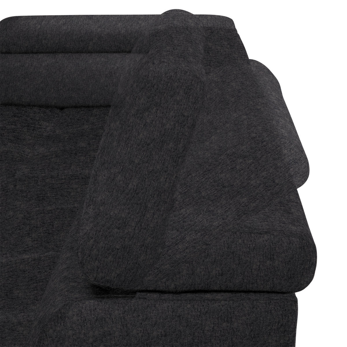 ECKSOFA Dunkelgrau Samt, Webstoff  - Dunkelgrau/Schwarz, Design, Textil/Metall (177/270cm) - Welnova