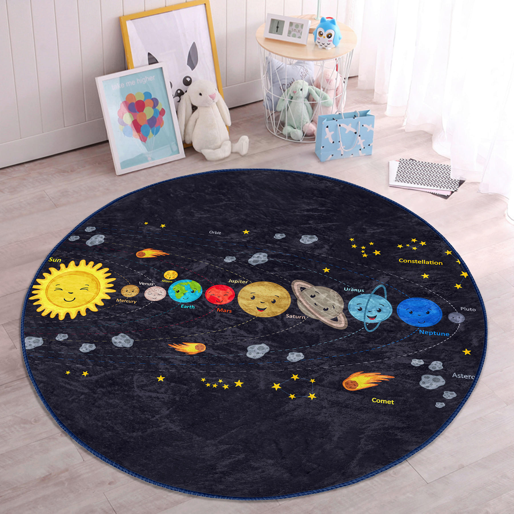XXXLutz Kinderteppich Mehrfarbig, Dunkelblau 180x180 cm