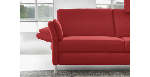 2,5-SITZER Latina in Echtleder Rot   - Rot/Alufarben, Design, Leder/Metall (164cm) - Dieter Knoll