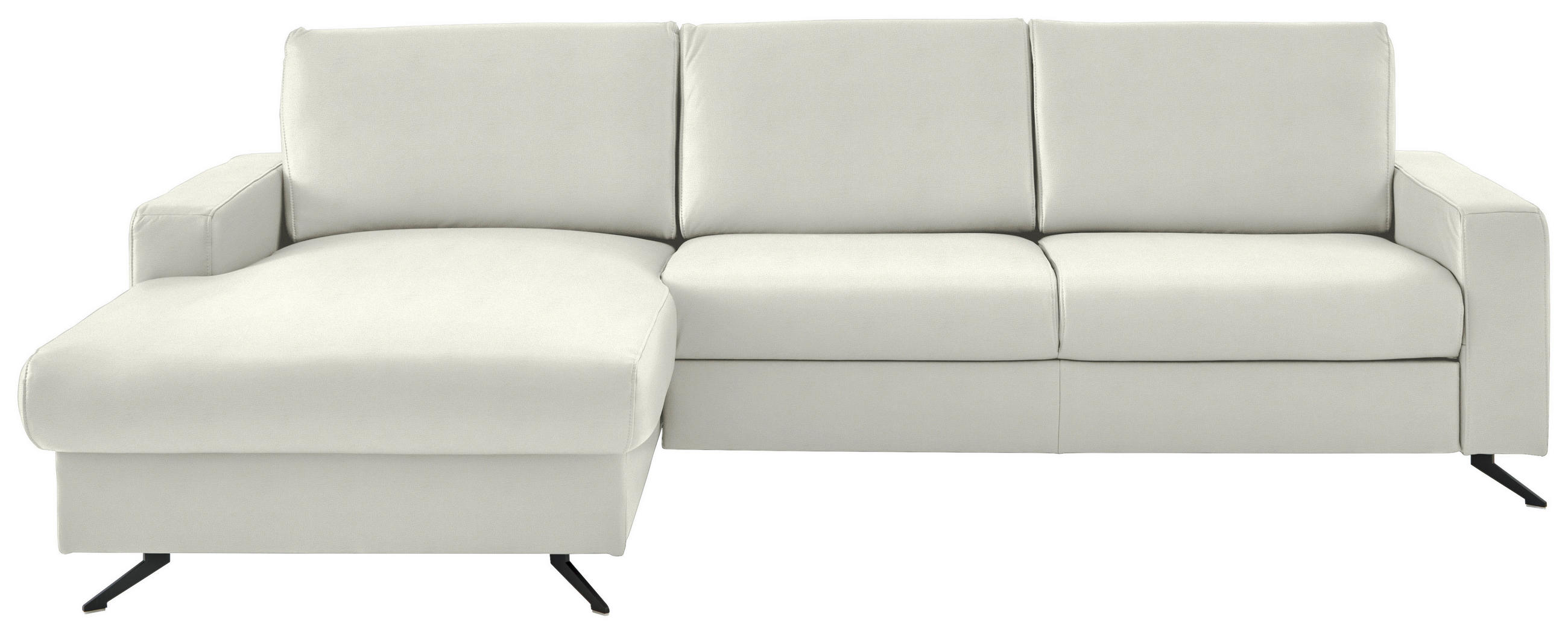 ECKSOFA in Echtleder Weiß  165/267 cm  - Schwarz/Weiß, Design, Leder/Metall (165/267cm) - Lomoco