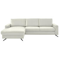 ECKSOFA in Echtleder Weiss  - Weiss/Schwarz, Design, Leder/Metall (165/267cm) - Lomoco