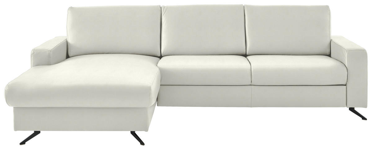 ECKSOFA in Echtleder Weiss  - Weiss/Schwarz, Design, Leder/Metall (165/267cm) - Lomoco