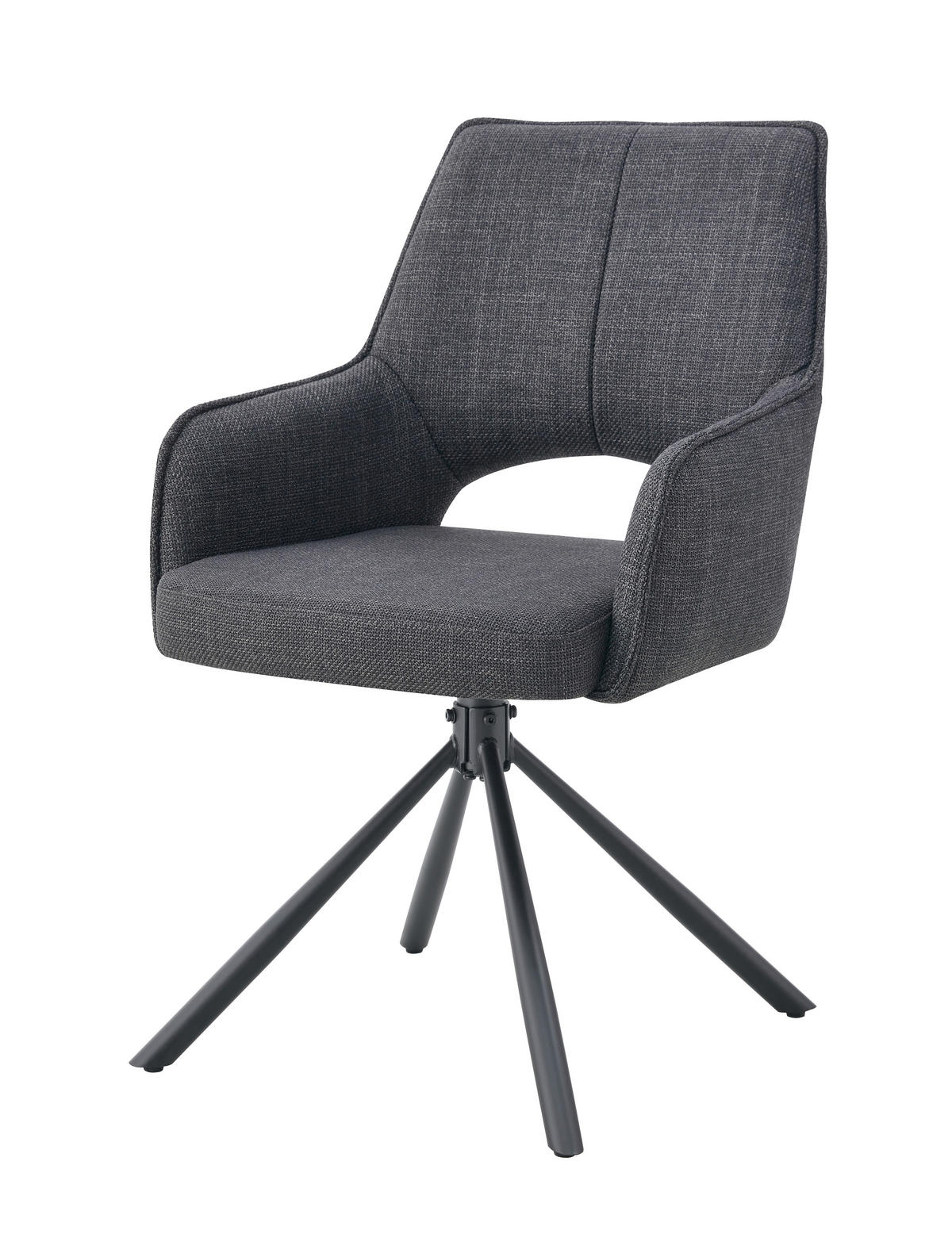 ARMLEHNSTUHL-SET 2 Stück  in Webstoff  - Anthrazit, MODERN, Textil/Metall (57/91/64cm) - MID.YOU