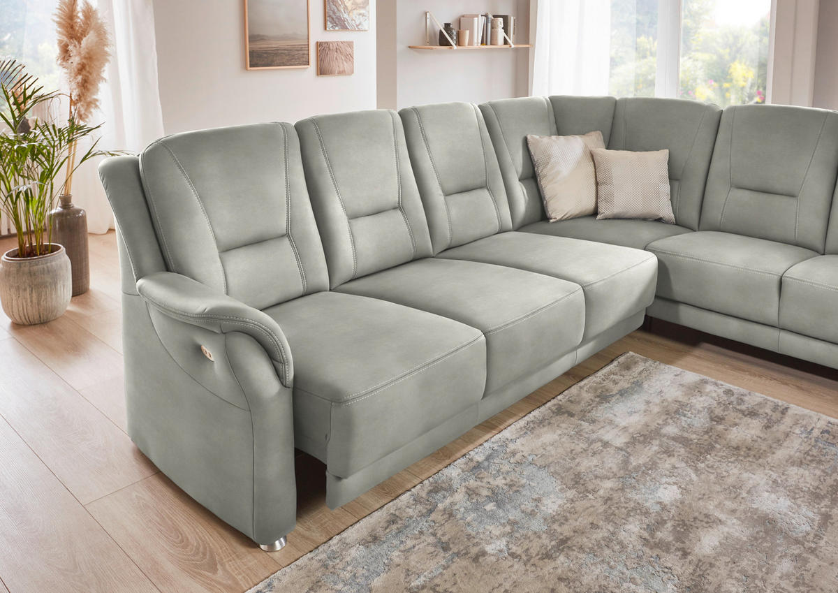 ECKSOFA in Mikrofaser Silberfarben  - Beige/Silberfarben, Konventionell, Textil/Metall (275/223cm) - Beldomo Comfort