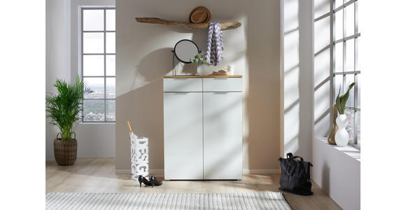 SCHUHSCHRANK 89/120/40 cm - Eichefarben/Alufarben, Design, Glas/Holzwerkstoff (89/120/40cm) - Voleo