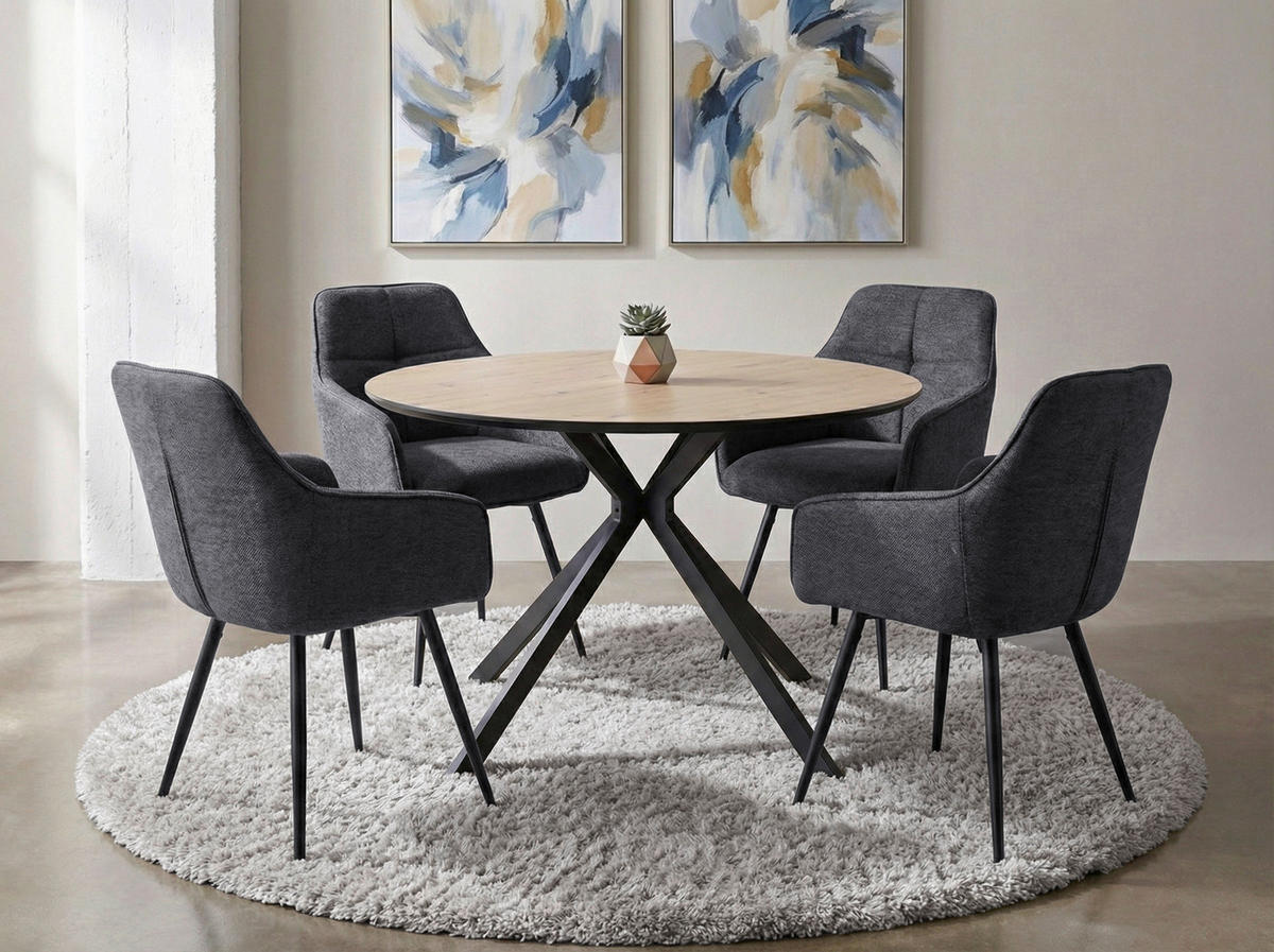 ARMLEHNSTUHL-SET 2 Stück  in Stahl Mikrofaser  - Anthrazit/Schwarz, MODERN, Textil/Metall (53/85/62cm) - MID.YOU