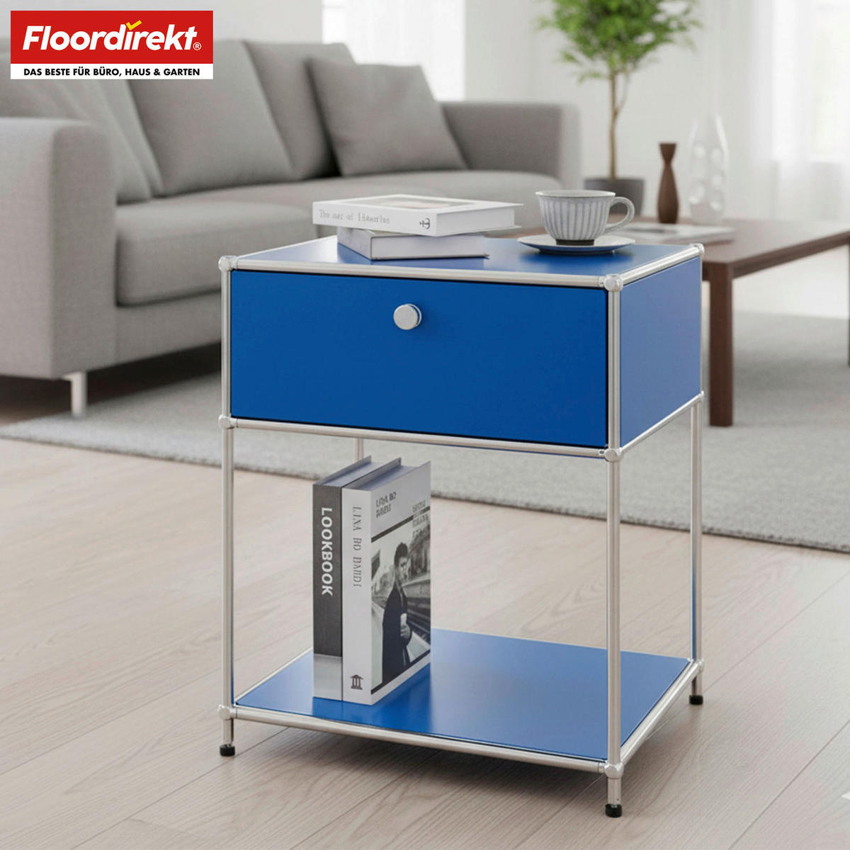 STANDREGAL Blau  - Blau, Basics, Metall (50/65/40cm) - Floordirekt