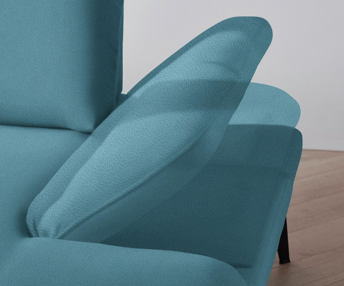 ECKSOFA in Flachgewebe Blau  - Blau/Schwarz, Design, Textil/Metall (180/289cm) - Stylife