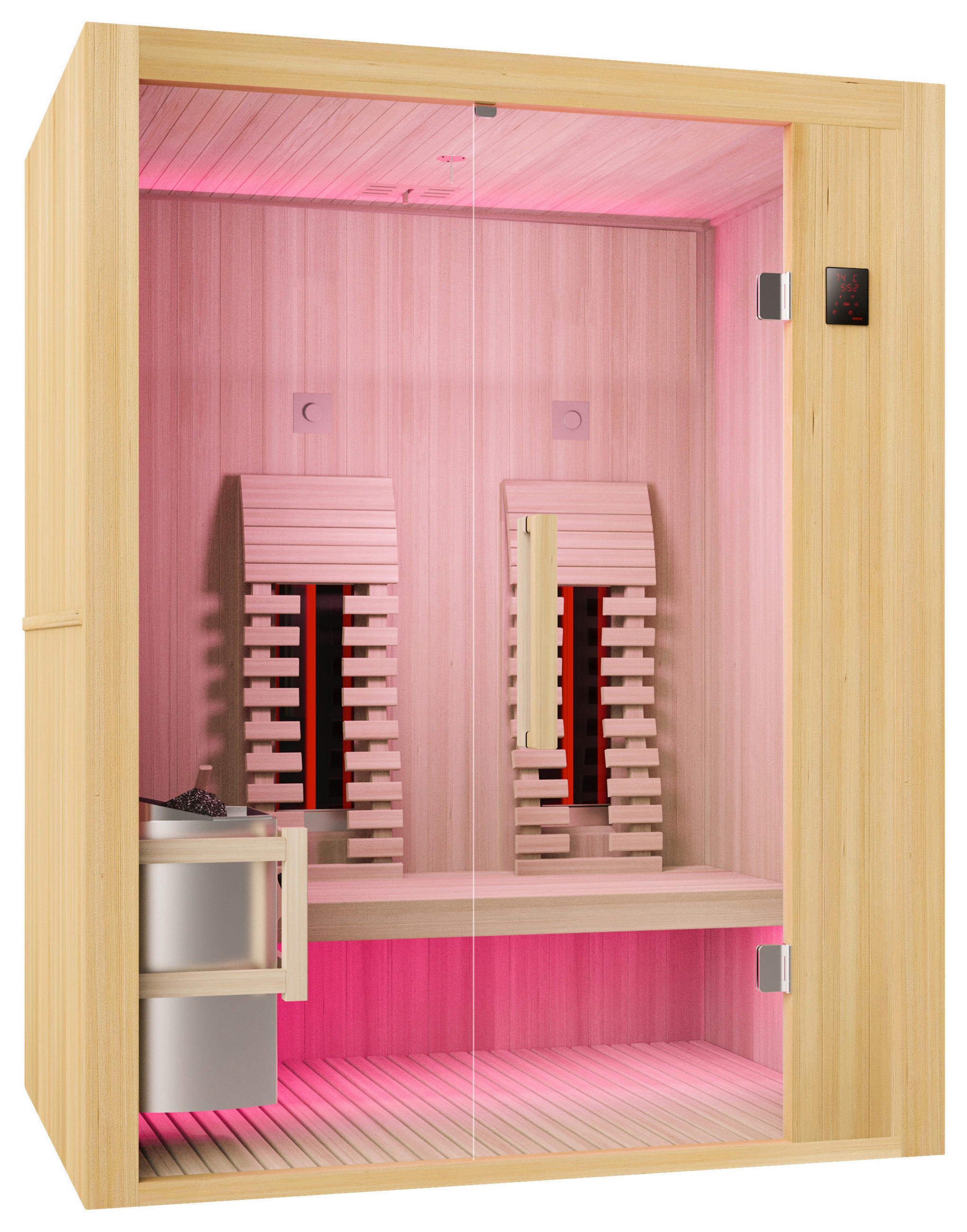 INFRAROTKABINE für 2 Personen  - Naturfarben, Basics, Glas/Holz (110/200/160cm) - Sanotechnik