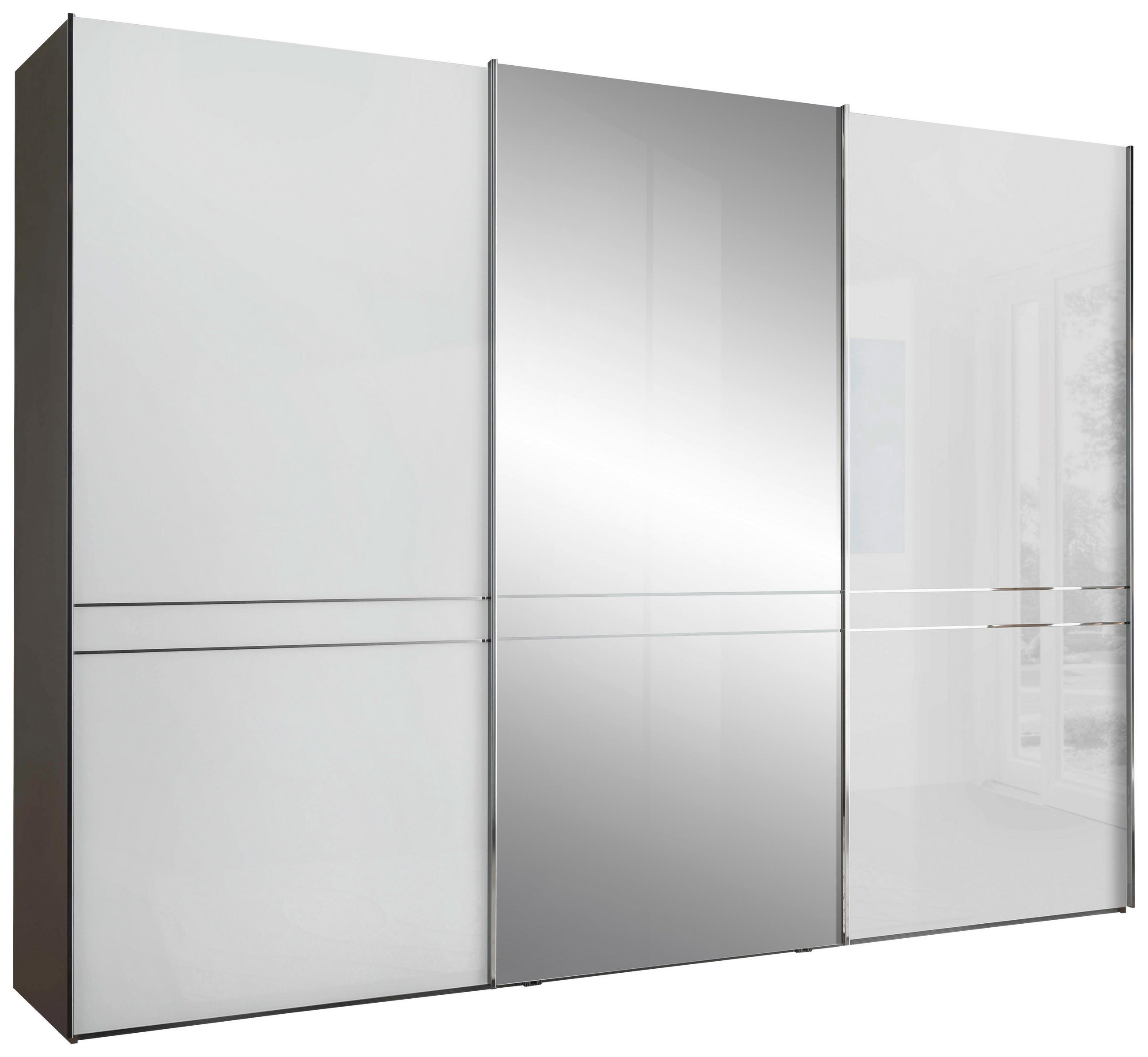 SCHWEBETÜRENSCHRANK Anthrazit, Weiss  - Chromfarben/Weiss, Konventionell, Glas/Holzwerkstoff (250/217/67cm) - Dieter Knoll