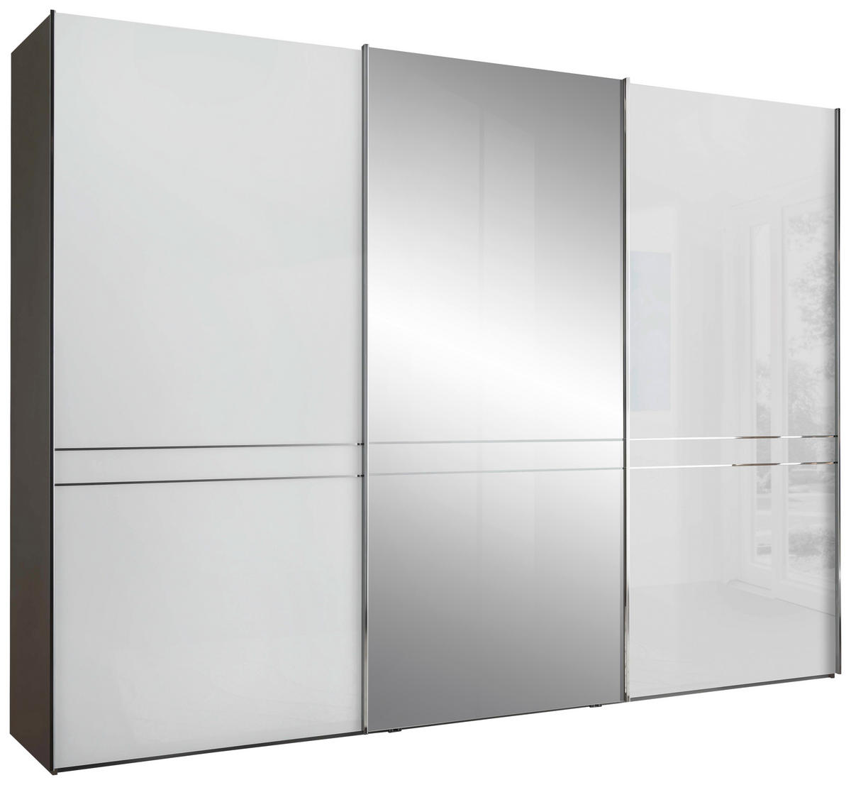 SCHWEBETÜRENSCHRANK Anthrazit, Weiss  - Chromfarben/Weiss, Konventionell, Glas/Holzwerkstoff (250/217/67cm) - Dieter Knoll