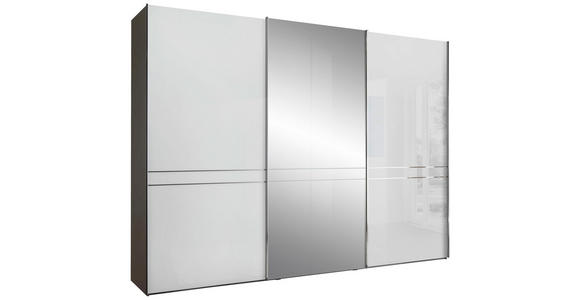 SCHWEBETÜRENSCHRANK  in Anthrazit, Weiß  - Chromfarben/Anthrazit, KONVENTIONELL, Glas/Holzwerkstoff (250/217/67cm) - Dieter Knoll