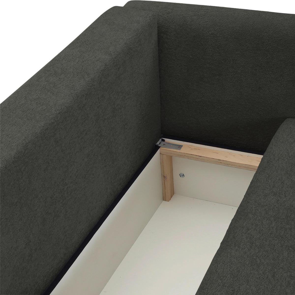 ECKSOFA Anthrazit Plüsch Zierkissen, Rückenkissen, Bettkasten, Schlaffunktion, Rücken echt, Liegefläche im Originalstoff  - Anthrazit/Beige, MODERN, Kunststoff/Textil (246/178cm) - Carryhome