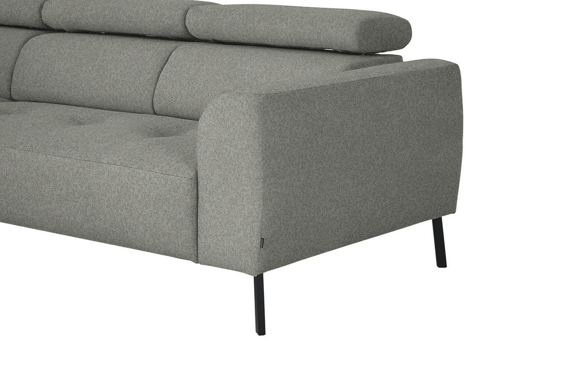 ECKSOFA in Struktur Hellgrau  205/280 cm  - Hellgrau/Schwarz, Design, Textil/Metall (205/280cm) - Xora