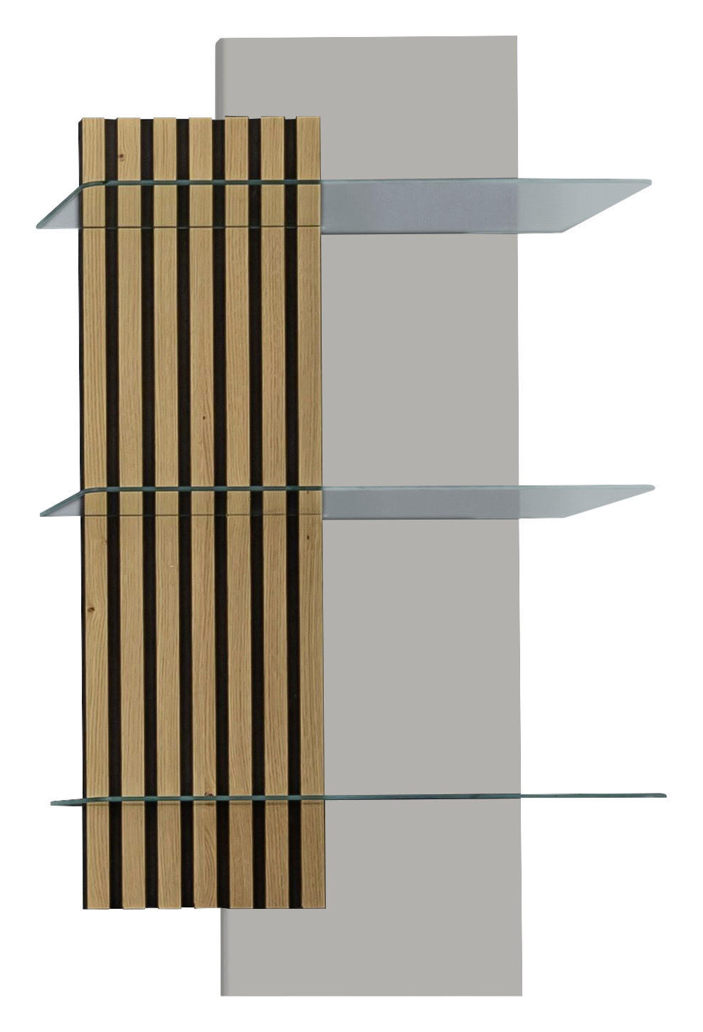 WANDREGAL  60/108/28 cm  - Wildeiche/Greige, Design, Glas/Holz (60/108/28cm) - Moderano