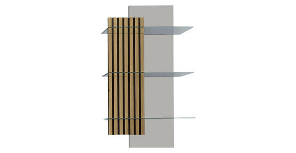 WANDREGAL 60/108/28 cm - Wildeiche/Greige, Design, Glas/Holz (60/108/28cm) - Moderano