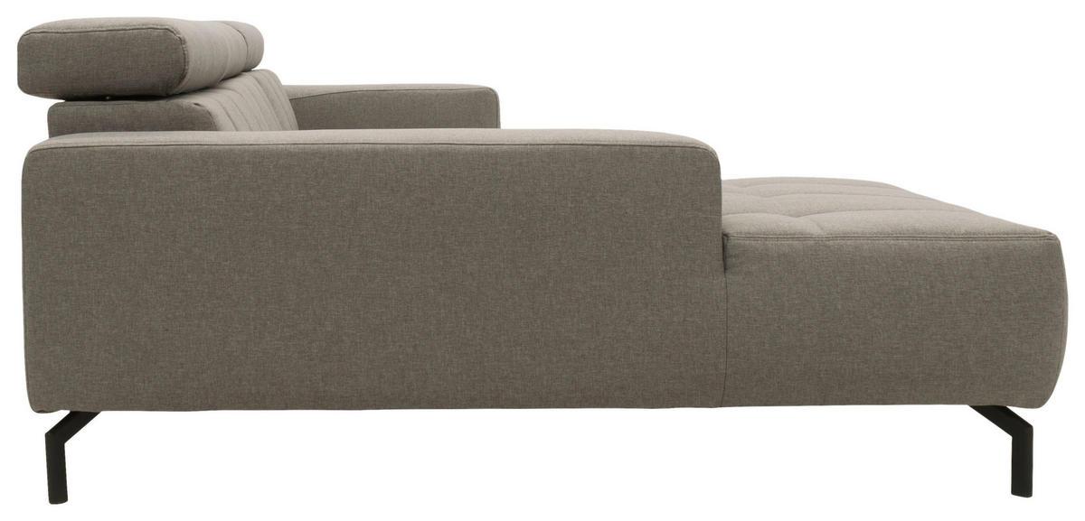 ECKSOFA in Webstoff Silberfarben  175/292 cm  - Silberfarben/Schwarz, Design, Textil/Metall (175/292cm) - MID.YOU