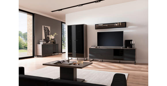 WOHNWAND in Schwarz, Eichefarben 321/185/50 cm - Eichefarben/Anthrazit, Design, Glas/Holz (321/185/50cm) - Novel