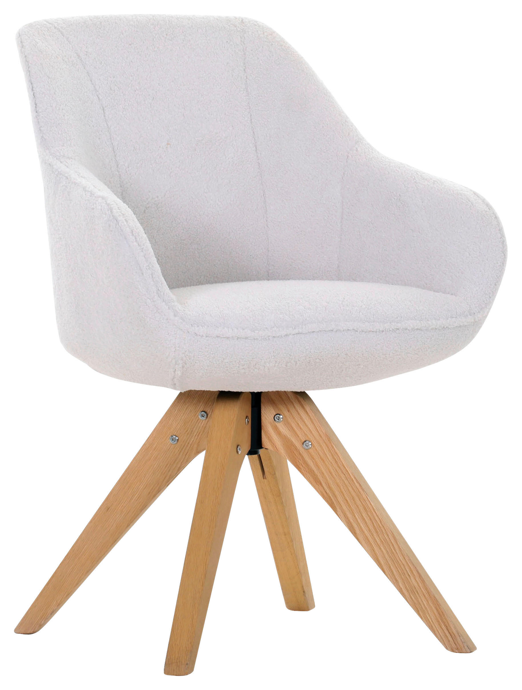 ARMLEHNSTUHL  in Bouclé, Teddystoff  - Eichefarben/Weiß, Design, Holz/Textil (60/83/65cm) - Landscape